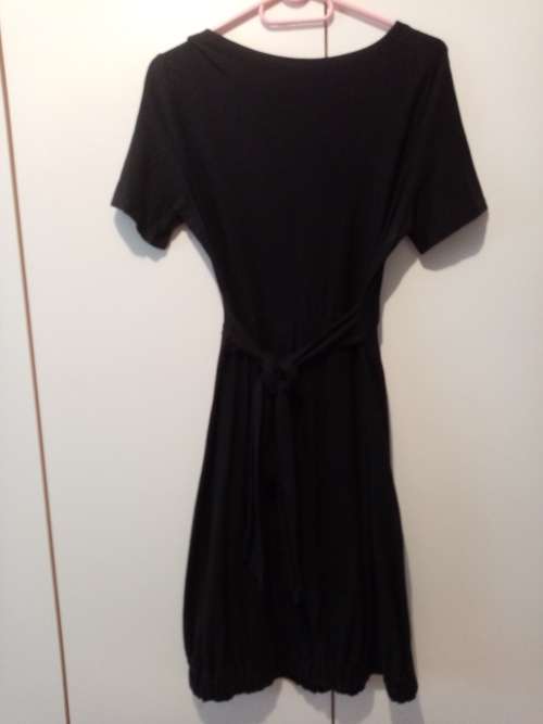Black lace up dress with bubble hem 34