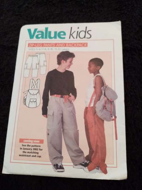 Value kids pants and backpack pattern new and uncut