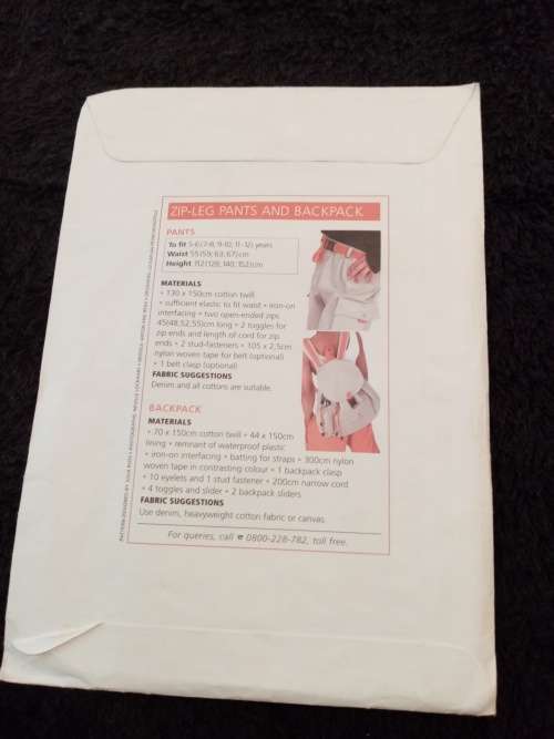 Value kids pants and backpack pattern new and uncut