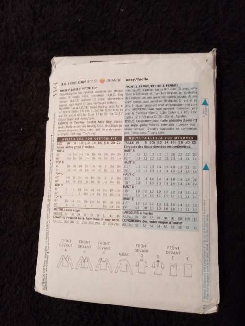 Butterick pattern complete cut on size 14