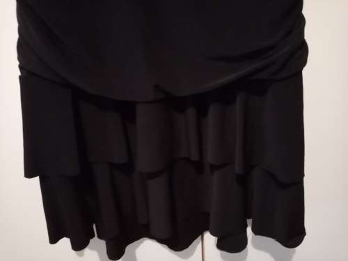 Black halterneck ruched and tiered dress 10 as new