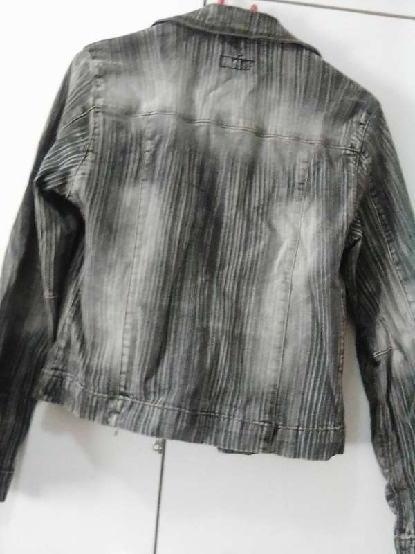 Stunning grey stripped denim jacket size L