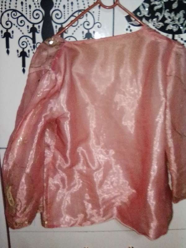 Stunning light pink lined and netted Indian outfit