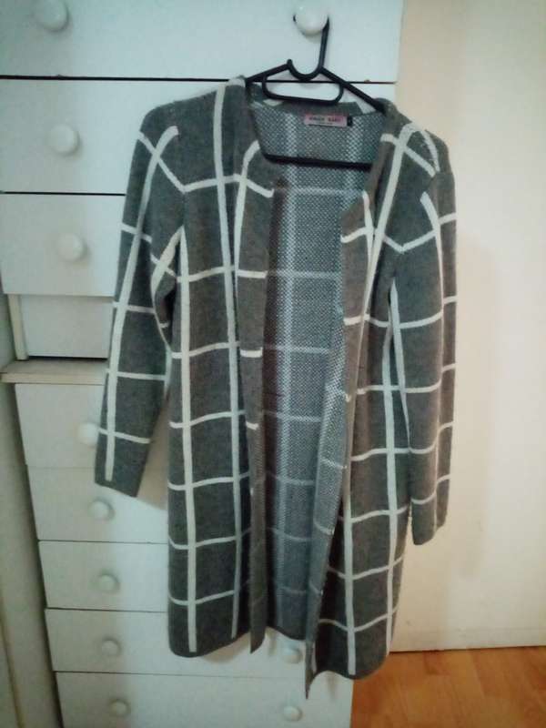 Stunning grey and white warm coverup