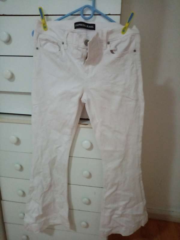 White bell flare Express denim jeans