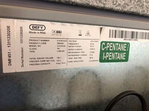 Freezer Defy CF 210 HC Eco - Immaculate