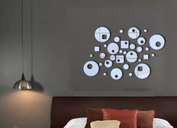 Acrylic Mirror Wall Decor Circle and Squares Cutouts