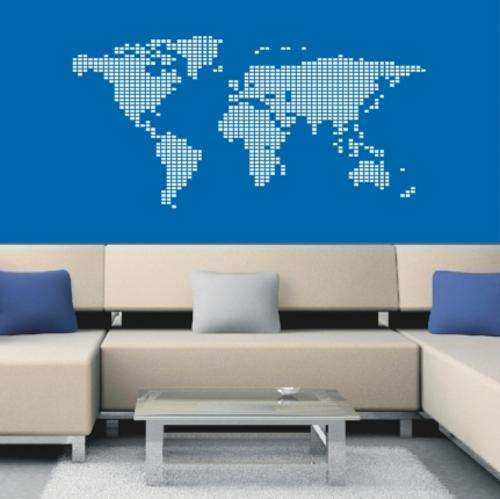 World Map "Squares" Vinyl Decals - Wall Art Stickers