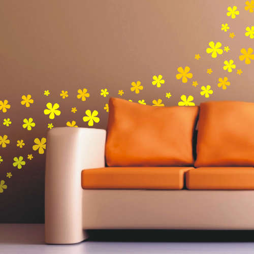 60 Abstract Flowers Vinyl Decals - Wall Art Stickers