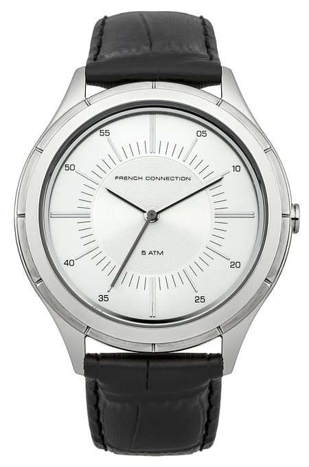 French Connection Men's Quartz Watch With Brown Leather Strap