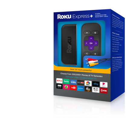Roku Express+ | HD Streaming Media Player, includes HDMI and Composite Cable