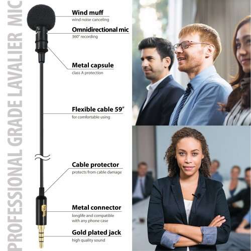 Lavalier Lapel Microphone | Perfect for Recording Youtube Vlog Interview