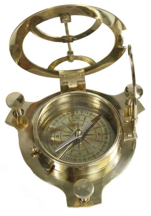 4" Sundial Compass - Solid Brass Sun Dial
