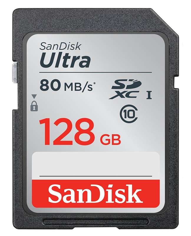 SanDisk 128GB Ultra UHS-I Class 10 SDXC Memory Card, Black