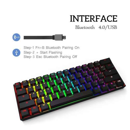 Mechanical Keyboard, ANNE Pro Bluetooth 4.0 Wired/Wireless Computer Keyboard with Full RGB LED