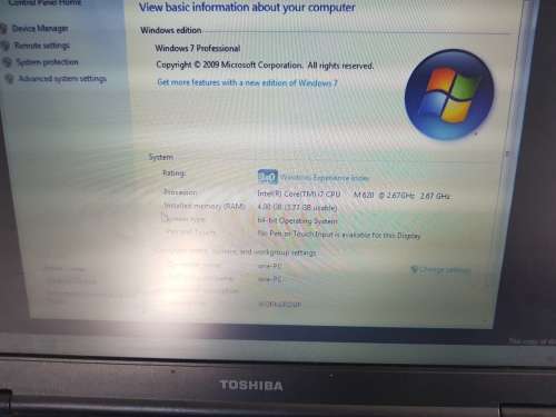 Thosiba icore 7 laptop with charger bargain STARTING at R1 relisted due to non payment