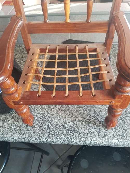 Mini yellow wood riempies chair excellent condition