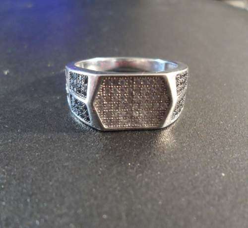 Solid.925 Sterling Silver Pave Ring