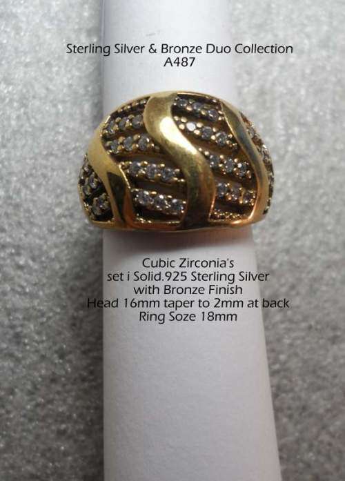 Solid Sterling Silver  with Bronze Overlay & CZ