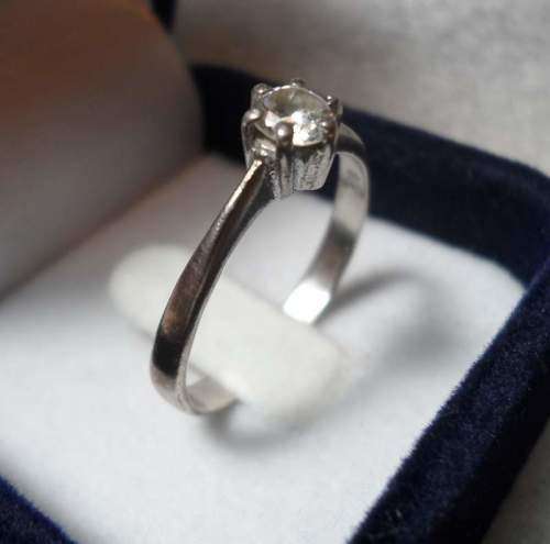 Solid Sterling Silver Solitaire Ring