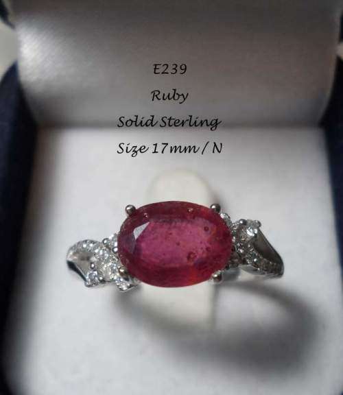 RUBY set in SOLID STERLING with CUBIC ZIRCONIA Detail