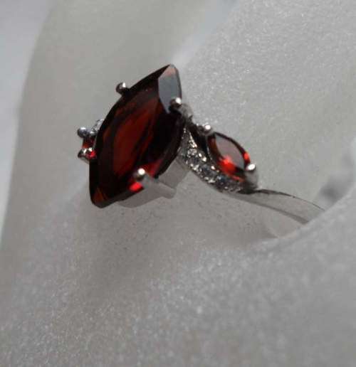 MARQUISE CUT GENUINE GARNETS SET IN SOLID STERLING