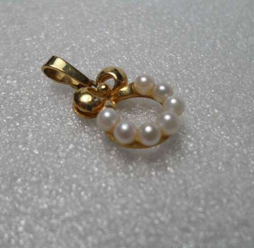 9K GOLD & CULTURED PEARL VINTAGE PENDANT
