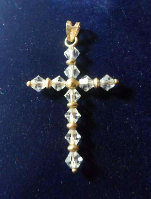 9K GOLD & SWAROVSKI CRYSTAL CROSS