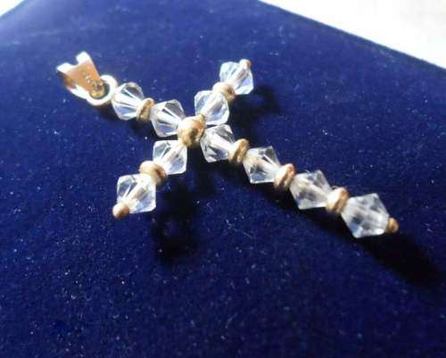 9K GOLD & SWAROVSKI CRYSTAL CROSS