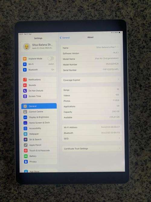 IPAD AIR 3RD GEN 256GB WIFI