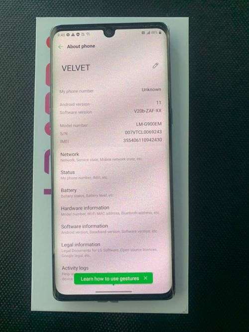 LG VELVET 5G MINT CONDITION AS NEW