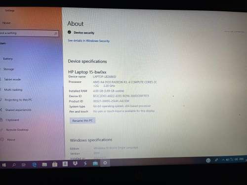 HP Notebook 15-rb004ni AMD A4-9120