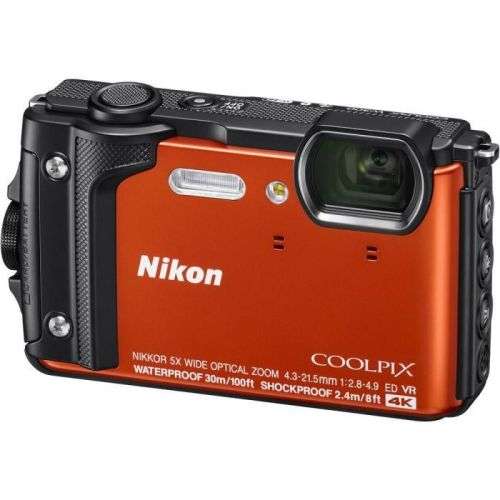 Nikon W300 Waterproof Underwater Digital Camera with TFT LCD, 3`, Orange with extra battery
