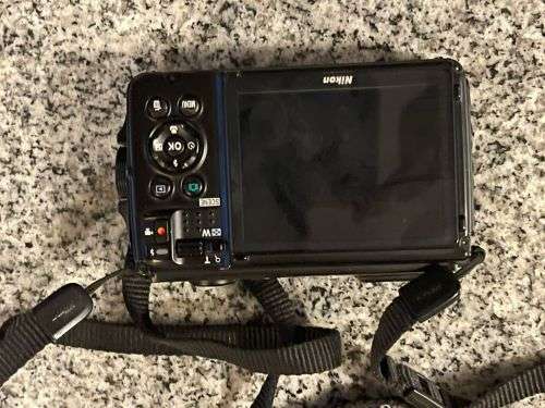 Nikon W300 Waterproof Underwater Digital Camera with TFT LCD, 3`, Orange with extra battery