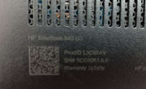 HP EliteBook 840 G3, Intel i5-63U@2.5GHz, 12GB RAM, 256GB SSD, 5000GB HDD