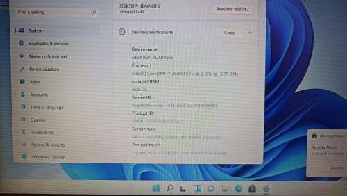 Dell Latitude E5440, Intel i7-4600U@2.7GHz, 8Gb RAM, Samsung 256Gb SSD, Windows 11 Pro