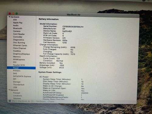 Apple MacBook Air 13` 2017 model, Intel i5@1.8GHz, 8Gb RAM, macOS Catalina