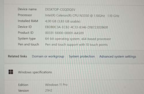 Mecer Guru Pro Touchscreen LTE FHD 13.3`, Intel Celeron N3350, 4Gb RAM, 64GB eMMc SSD - Silver