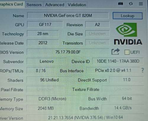 Lenovo 250-70, Intel i7-4510U@2GHz (2.6GHz Turbo),Nvidia 820M 2GB 16GB RAM, 256GB SSD WITH NEW BATT