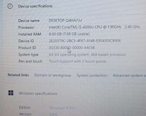 Lenovo ThionkPad T440, Intel i5-4300U Processor, 8GB Memory, 120GB SSD, Windows 11 Pro