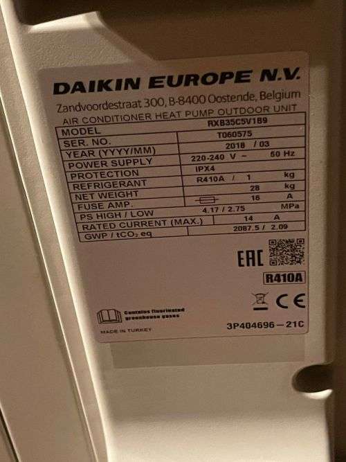 Daikin  9000 btu Inverter Midwall Split Aircon Model RXB35C5V1B9 New Outdoor Unit only