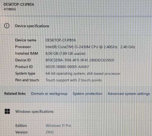 Lenovo T420 14` Display, Intel i5-2430M@2.4GHz, 8GB RAM, 500GB HDD, Windows 11Pro