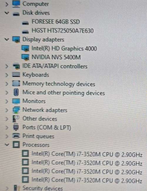 Lenovo ThinkPad T430, Intel i7-3520M@2.9GHz, 8GB Memory, Nividia NVS5400M GPU, 64GB SSD, 500GB HDD