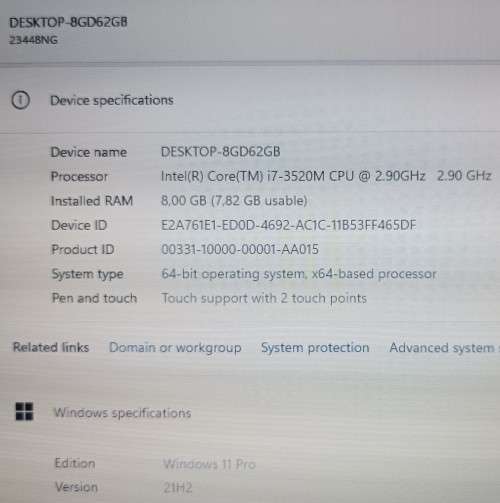 Lenovo ThinkPad T430, Intel i7-3520M@2.9GHz, 8GB Memory, Nividia NVS5400M GPU, 64GB SSD, 500GB HDD