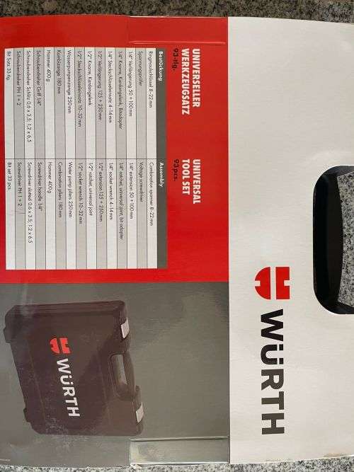 Wurth Universeller Werkzeugsatz tool case, 93 piece tools in black plastic case New Retail 4.5k