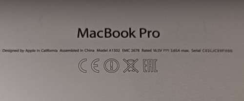 MacBook Pro 13 Retina, A1502, i5 processor@2.4GHz, 8GB RAM, 256GB SSD, MacOS Big Sur