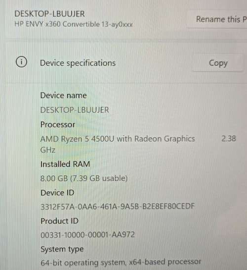 HP ENVY x360 Convertible 13, AMD Ryzen 5 5600U@4.2GHz Processor,8GB RAM, 512GB NVMe SSD, Radeon GPU