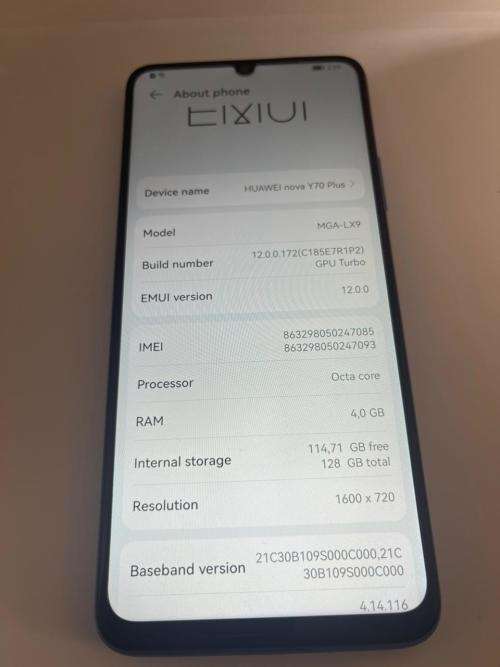 HUAWEI NOVA Y70 PLUS DUAL SIM 4G RAM 128GB  MINT CONDITION AS NEW USED FOR 1 WEEK