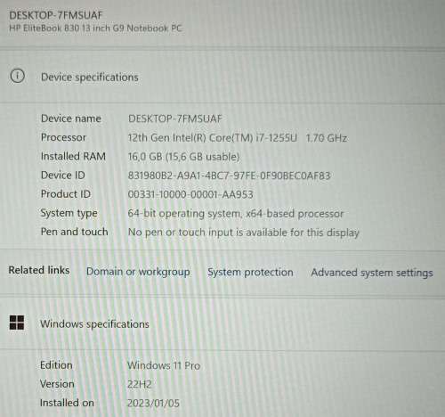 New Sealed 12th Gen HP  830 G9, INTEL CORE I7-1255U,16GB,512GB NVMe  SSD, 13.3` 1920x1200 Display