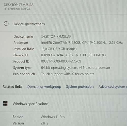 HP EliteBook 820 G3 TouchScreen, Intel i7-6500U@2.5GHz, 16GB RAM, 256GB m.2 SSD, 500GB HDD, FHD 12.5